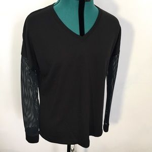 NWOT Marika Athletic Top with Net Sleeves & Cutout